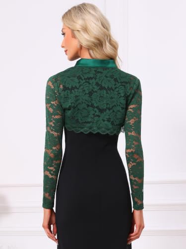 Image of Allegra K Victorian Shrug for Women's Lace Gothic Tie Neck Evening Bolero | Crop length, lace floral. For cocktail, Halloween cosplay parties. choker collar, shoulder arm cover up