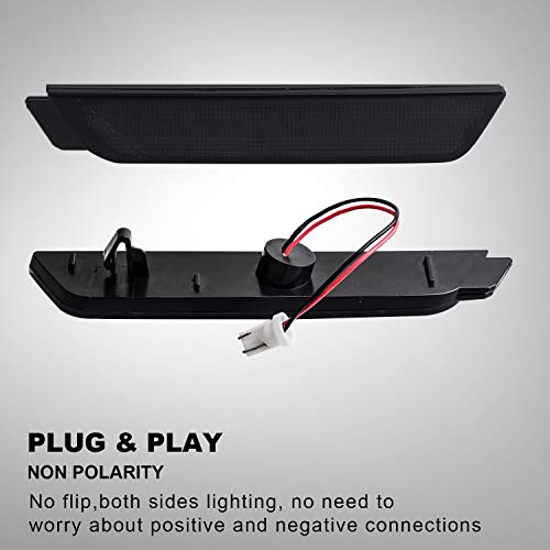 Ruxifey Smoked Lens Led Side Marker Lights Rear Bumper Sidemarker Lamps Reflectors Compatible With 2010 To 2015 Camaro Red- Pack Of 2 #TOP3