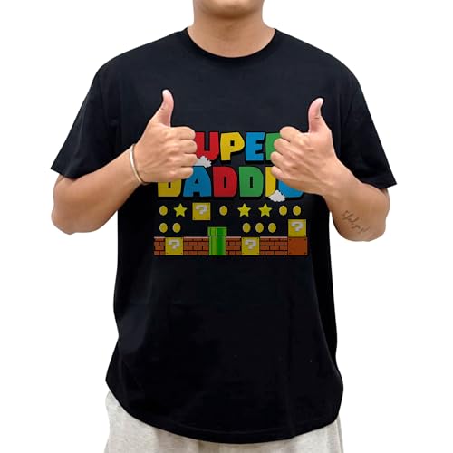 Catálogo de camisetas dia del padre los 5 más buscados. 48 Kozmoz salón Super Daddio - playera para el día del padre - Camisetas para papá - Regalo de cumpleaños para padre, Camisetas Super Daddio, X-Large