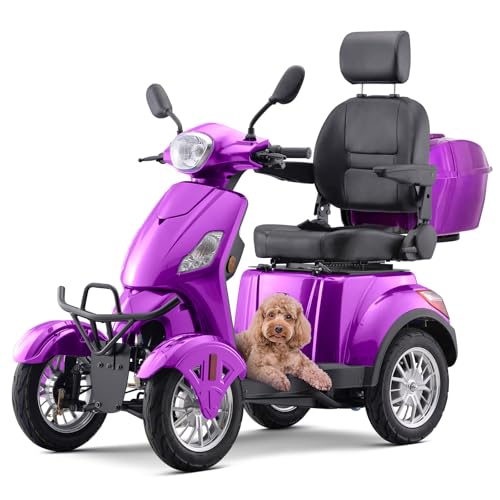 Heavy Duty Mobility Scooter for Adults & Seniors, 800W Motor, 500 LBS Capacity, 10\" All-Terrain Tires Electric Scooter, Fast Mobility Scooter for Travel Long Range Battery and Remote Key (Purple)
