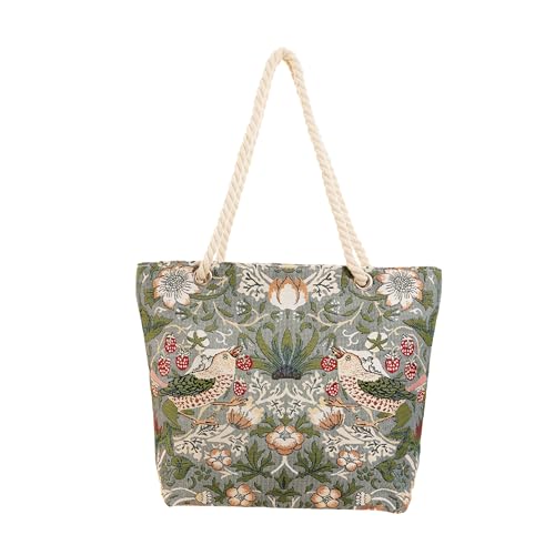 Sac de plage tapisserie Signare grand volume zippé avec poignée en corde