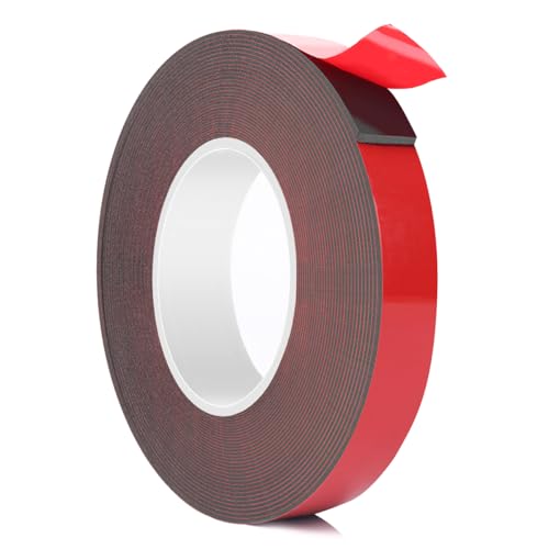 Rusoz Ruban Adhésif Double Face 10mm x 5m, Adhésif Acrylique Résistant à la Chaleur, Fixation Autocollante pour LED, Voiture, Moulure