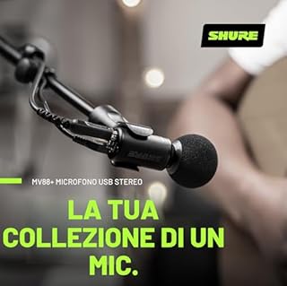 Shure MV88+ Cablato Microfono USB stereo - Microfono condensatore per lo streaming e la registrazione di voci e strumenti, compatibile MAC e Windows, Nero