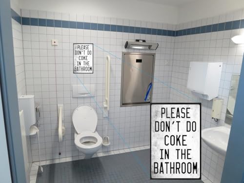 Vintage Metal Tin Sign Funny Sarcastic Party Wall Art Decor Signs Funny Bathroom Rules Sign, "Please Don’t Do Coke in the Bathroom" Metal Plaque, 8x12 Inch Wall Art for Home, Dorm, Bar, Fun Restroom Decor