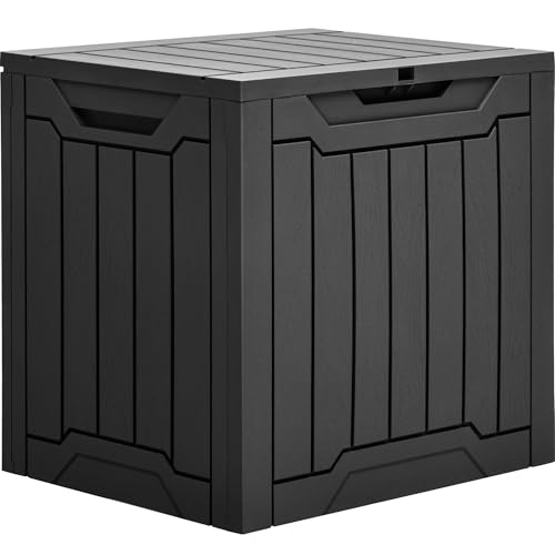 YITAHOME Outdoor Resin Storage Box 31 Gal, Water-resistant Patio Deck Box Outdoor Storage Box for Pillows, Garden Equipment, Securely Lockable, Black