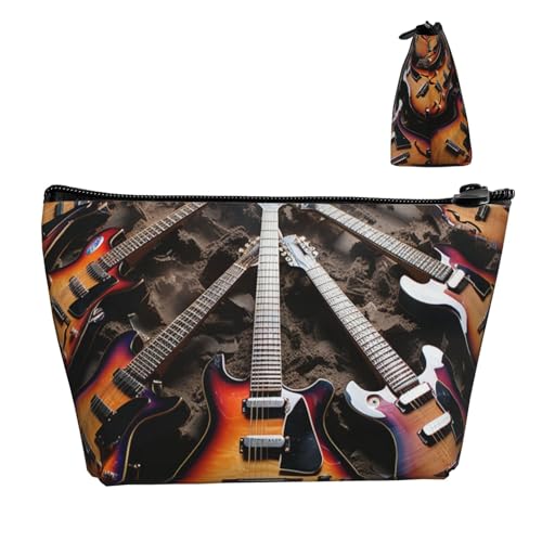FJRFGbkJKN Cosmetic Bag Portable Makeup Bag Electric Guitar Music Toiletry Bag Large Capacity Zipper Pouch Waterproof Toiletry Pouch Makeup Organizer Case for Women Men