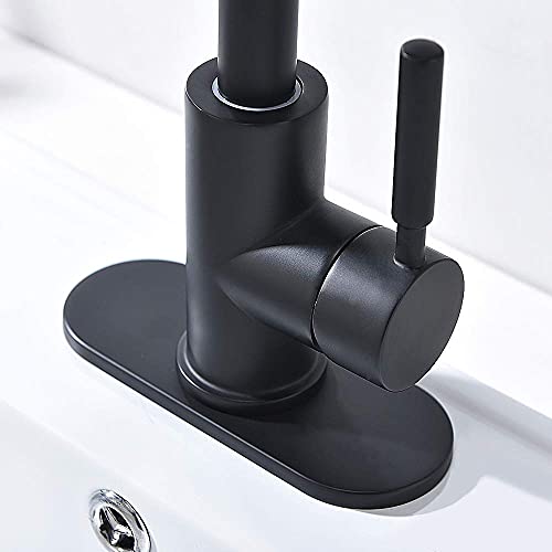 High-Arc Stainless Steel Faucet For Pre-Kitchen Sink/Bar Sink/Bathroom Sink By Phiestina, With 4 Inch Deck Plate And Supply Hoses #TOP5