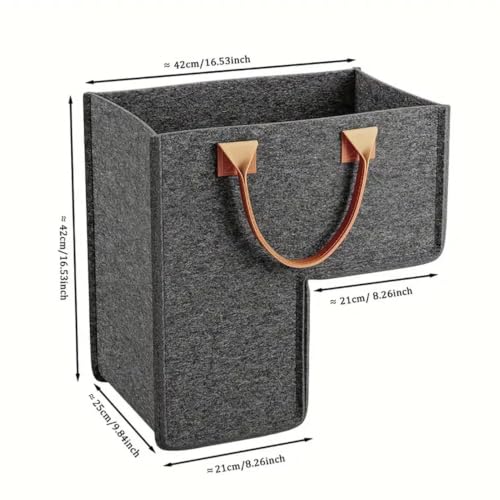 Cesta de fieltro en forma de L de alta calidad y asas de cuero para decoración de interiores 7