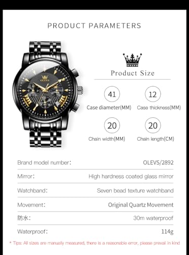 Image of OLEVS Watch for Men Original Chronograph Analog Quartz Waterproof Watch Luxury Premium Businesse Diamond Mens Dress Watches