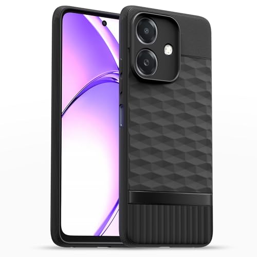 Image of Pikkme Back Cover for Realme C61 / Realme Narzo N61 Camera Protection 3D Hexa Cube Design Silicone Protective Bumper Case (Black)
