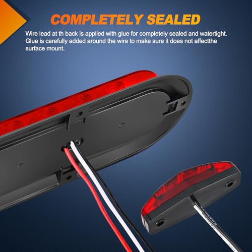 Image of Nilight LED Trailer Light Kit 6 Inch Oval Stop Turn Tail Light Red Amber Side Marker Light Waterproof Surface Mount for 12V Utility Trailer Boat Camper RV Trucks Van Caravan