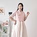 MINHANBOK 75 Bella Women's Modernized Korean Cheollik Dress Fusion Waist Skirt Everyday Hanbok (Extra Large) Pink