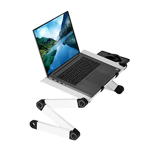 Sararoom Laptop Table for Bed, Adjustable Laptop Desk for Sofa, Foldable Notebook Computer Stand, Portable Standing Bed Desk with Tray, White, 18.9