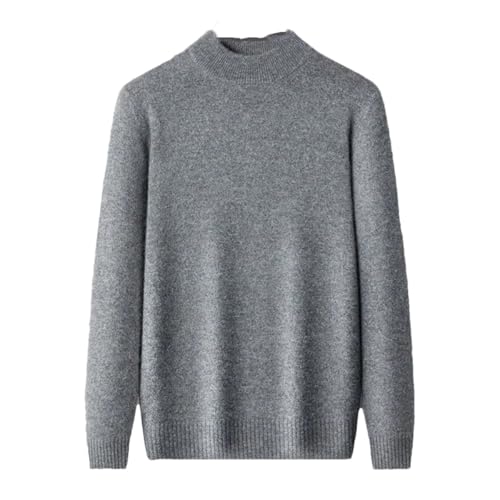 Men's Wool Sweater Half High Collar Autumn Spring Pullover Knitted Warm Tops Gray