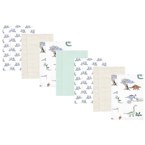 Image of Hudson Baby Unisex Baby Cotton Poly Flannel Burp Cloths, Boy Dino World 7-Pack, One Size