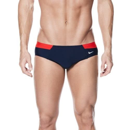 Nike Men's Victory Color Block Swim Brief 24 Rednavy #TOP28