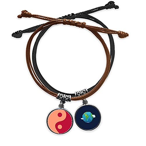 Pulsera Yin Yang de cuero trenzado amuleto Taiji Ocho Diagramas cadena de mano ajustable