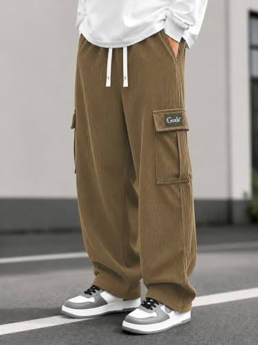 Image of GURIK Men's Cargo Pants, Casual Loose Fit Joggers with 6 Pockets