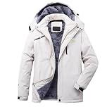 Zeiayuas Fleece Lined Waterproof Jacket Men Winter Warm Coats UK Plus Size Trench Coats Outdoor Rainjacket Fleece Skiing Jacket Softshell Winter Plush Waterproof Windproof Detachable Coat Windbreak