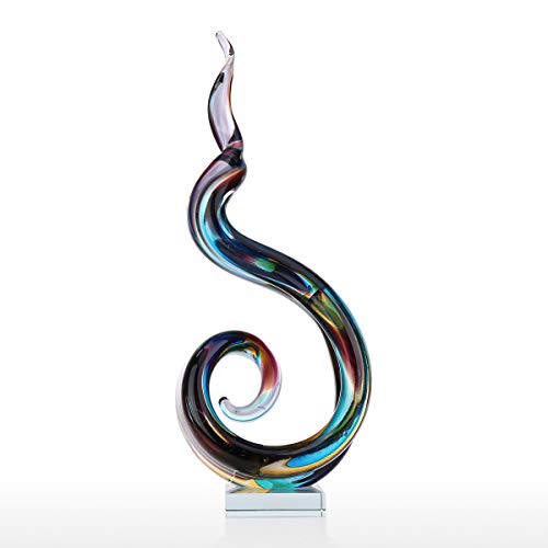 Tooarts Abstract Glass Sculpture Handmade Glass Ornamentu00a0Decorative Tabletop Artwork Home Decor Multicolor