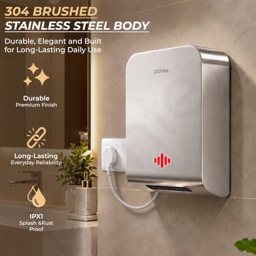 Image of Plantex Automatic Hand Dryer 1000W /304 Stainless Steel Touchless Hand Dryer