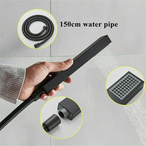 Robinets de bain avec douche cascade mural mitigeur noir pour baignoire design