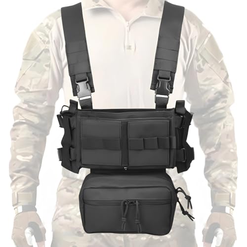 LUMINFLY Mk3 Tactical Chest Rig Vest, Adjustable Combat Gear with 5.56/7.62 Magazine Pouch, 1000D Nylon for Tactical Use