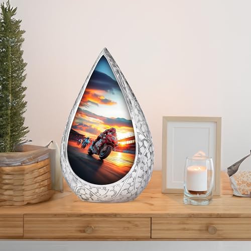 Image of Motorcycle Urn for Ashes - Memorial Sunset Biker Urns for Ashes - Cremation Urn for Human Adult Female & Male - Funeral Little Burial Urns for Cremains 3 Inch