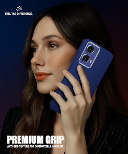 Image of WOW IMAGINE Back Cover for Motorola Moto G85 5G | Ultra Slim Flexible Non-Slip Grip | Inner Fabric | Metal Camera Ring & Lightweight Soft Silicone Mobile Case - Blue