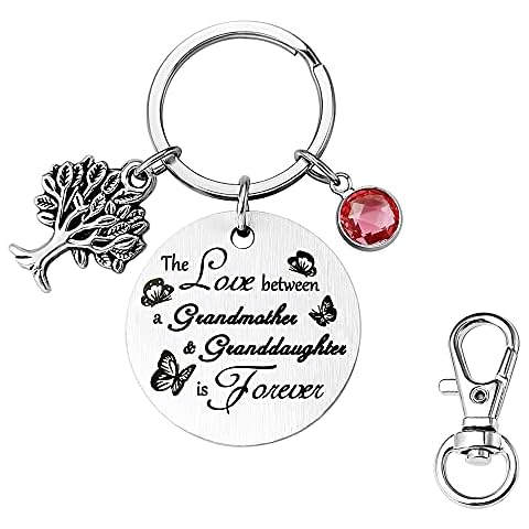 The Love Between Grandmother Granddaughter is Forever Keyrings Keychains Birthday Gifts for Grandma Bag Key Ring Cover