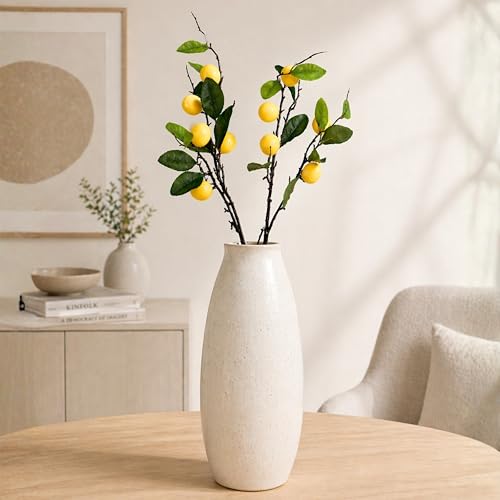 Image of Art Street Artificial Lemon Plant Stick with Yellow Fruits - Realistic Faux Lemon Branch for Home Decor, Vase Fillers, Kitchen & Festive Decoration, (Set of 2), 32 Inch