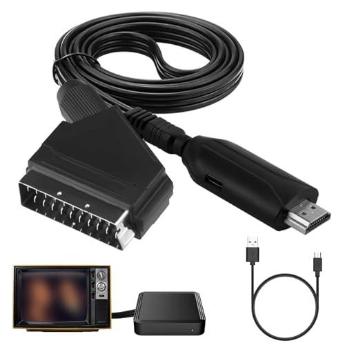 Convertisseur Péritel vers HDMI avec Câble USB - Adaptateur Vidéo Audio HD 720/1080p pour HDTV STB VHS