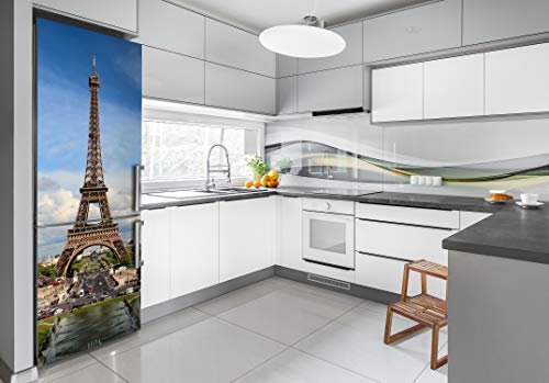 Decoración sala de estar con vinilo de torre Eiffel de 70x190 cm para neveras 3