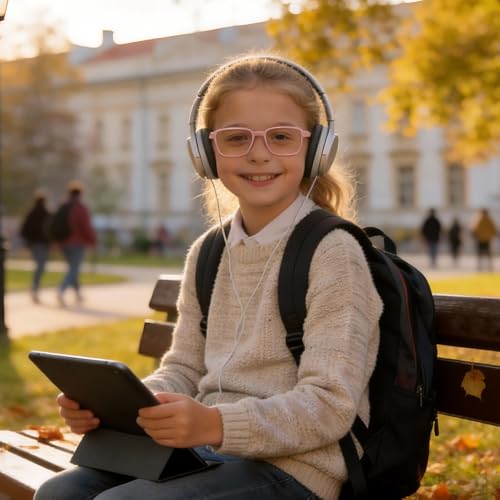 Image of Ultra-Light Blue Light Blocking Glasses with Case for Kids and Teens,Anti Eyestrain &UV400