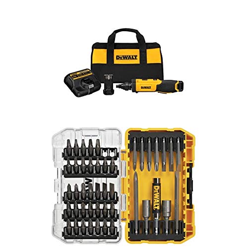 DEWALT DCF681N2 8V Max Gyroscopic Screwdriver with Conduit Reamer with DEWALT DW2166 45 Piece Screwdriving Set with Tough Case