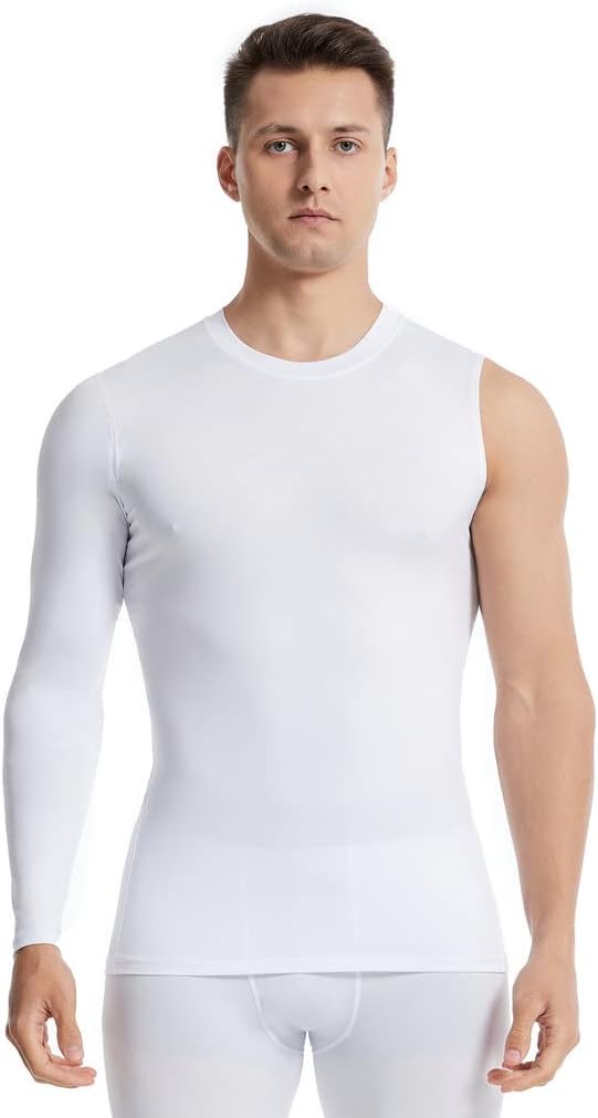 New Compression Shirts for Men 1/2 Single Arm Long Sleeve Athletic Base Layer Undershirt Gear T Shirt for Workout Basketball