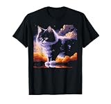 Fluffy Cat Clouds Painting Cute Kitten Art Men Women Kids T-Shirt