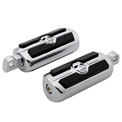 Motorcycle Skull Footpegs Pedals Footrests Motorbike Highway Foot Pegs Rests With Male Mount Adapters & Anti-Slip Rubber For Harley Davidson Dyna Touring Softail Suzuki Yamaha Triumph Chrome #TOP2