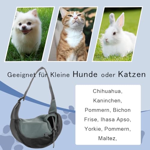 XGOPTS Hundetragetasche Verstellbar Tragetasche Hund bis 5 kg Atmungsaktiv Tragetuch Hund Outdoor Hundetasche für Kleine Hunde Katzen Schwarz