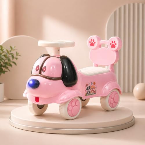 Image of Scooby Ride on Cars for Kids | Portable Baby Push Ride-ons with Music & Toy Storage | Indoor Kids Car with Lights & Safety Backrest | Outdoor Rider Cars for Kid 1 to 3 Years (Pink)
