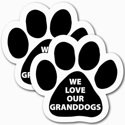 Image of We Love Our Granddogs Pawprint Car Magnet, 5 Inch, 2 Pack, Dog Lover Gift