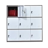 9 Door Metal Locker, Office Cabinet Locker,Living Room and School Locker Organizer,Home Locker Organizer Storage for Kids,Bedroom and Office Storage Cabinet with Doors and Lock for Cloth White
