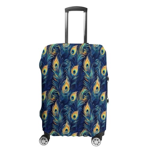 Peacock Feathers Travel Suitcase Protector Luggage Cover Protective Washable Anti-scratch Baggage Cover