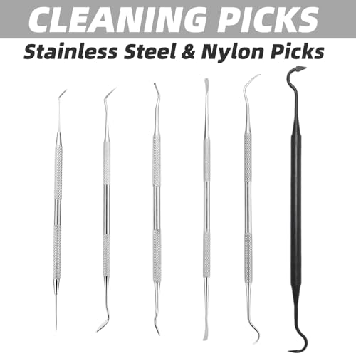 Miaozhun Gun Cleaning Brushes and Picks Set, Double-Ended Brass Steel Nylon Bristle Brushes, Stainless Steel and Ploymer Picks, Universal Gun Cleaning Supplies Kit