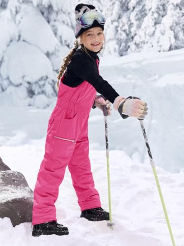 Image of Haloumoning Kids Snow Bibs Girls Ski Pants Waterproof Insulated Snowboard Overalls Snowsuit 5-14 Years