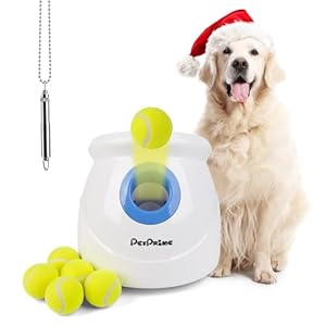 Automatic Ball Launcher for Large Dogs, with 6pcs Tennis Balls(2.5”) Dog Ball Thrower Machine for Pet Indoor/Outdoor Interactive Throwing Game for Large Breed Dog