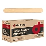 Dealmed 5.5" Junior Tongue Depressors – 5,000 Non-Sterile Wood Tongue Depressor Sticks for Crafts, Medical Practice, Emergency First Aid Kits, 500/Box (Pack of 10)
