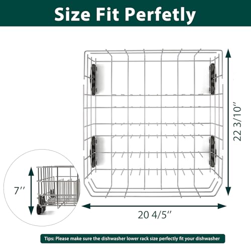 Stainless Steel W10728159 W10525646 Dishwasher Lower Rack Replacement Parts for Maytag Kitchenaid Lower Dish Rack 22’’D x 20.8’’W Kenmore Whirlpool W10780925 W10082825 Dishwasher Bottom Basket 1 Pack by Anniparts - Used condition - Image 2