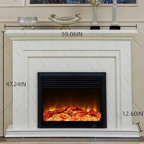 Suncharm Electric Fireplace Heater with Mantel 59.06IN (Realistic Flame) (Faux Marble) White Freestanding Chimenea TV Stand for Living Room - Image 2