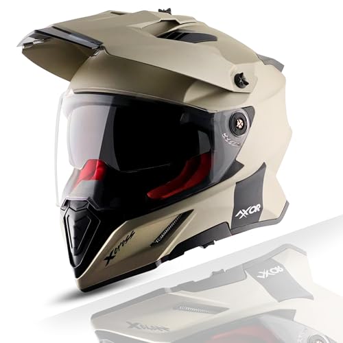 Image of Axor X Cross ISI ECE DOT Certified Full Face Dual Sport Peak Off Road Helmet for Men and Women Neon Red XL